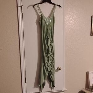 Chic Asymmetrical Green Dress